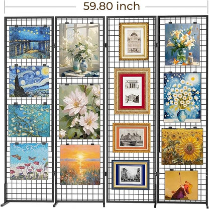 DEMEGA Grid Wall Panels Foldable Gridwall Panel Display Stand Art Show Display Panels for Vendor Events Craft Shows Merch Display