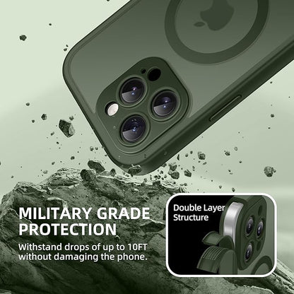 BERFY Magnetic for iPhone 14 Pro Max Case, Compatible with MagSafe, Built-in Privacy Screen Protector and Upgraded Camera Protection, Anti-Spy Full Body Shockproof Phone Case for 14 Pro Max 6.7",Green