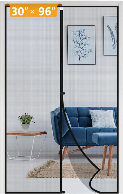 Yotache Screen Doors with Magnets Fits Door Size 30 x 96, Screen Size 32" x 97" Heavy Duty Screen Door Enjoy Fresh Air Black