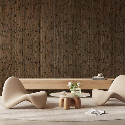 OUZUGIE 1 Pack 96x24 Inch Natural Bamboo Wall Panel – Brown Burned Pole Wrap Paneling for Walls, Ceilings, Cabinets, Furniture – Ideal for Bedroom, Living Room & Office DIY Decor