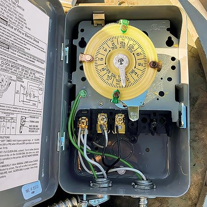careNEW T101M Mechanical Timer Switch (Mechanism Only) - 120V 2HP 40A SPST Pool Pump Timers, 12 ON/Off 24 Hour Wall Timer Switches with Tripper for Lights, Water Heater, Pool Pump Systems