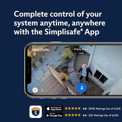 SimpliSafe 9 Piece Wireless Home Security System Gen 3 with Outdoor Camera and Wired Video Doorbell - Optional 24/7 Professional Monitoring - No Contract - Compatible with Alexa and Google Assistant
