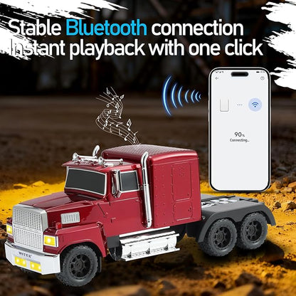 WSTER American Truck Bluetooth Speaker with HD Sound, TWS Pairing, LED Party Light, Operation Panel, Built-in Mic, Portable Car Model Speaker for Parties, Beach, Outdoor Activities (RED)