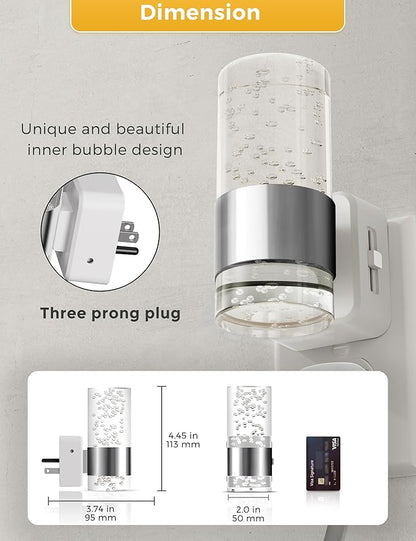 L LOHAS LED Night Light,Dimmable Night Lights Plug into Wall, Acrylic Nightlights with 0-100 LM Adjustable Brightness, Amber Plug in Night Light with Dusk to Dawn Sensor, for Bathroom Hallway