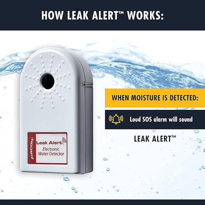 Zircon Leak Alert Water Leak Detector & Flood Sensor Alarm/Water Leak Sensor with Dual Leak Alarms 90dB Audio/Battery Powered (Contractor 8 Pack) Batteries Not Incuded,72309,White