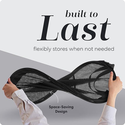Handy Laundry Collapsible Mesh Pop Up Hamper with Wide Opening and Side Pocket - Breathable, Sturdy, Foldable, and Space-Saving Design for Clothes and Storage (Black | 2-Pack)
