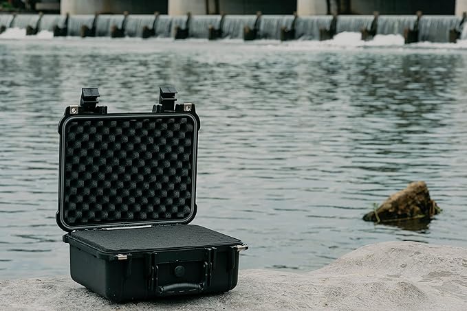 MEIJIA Portable All Weather Waterproof Protective Case,Hard Case,Camera Case With Customized Fit Foam,Fit Use of Drones,Camera,Equipments,Pistols,Elegant Black,13.35 x11.63x5.98inches