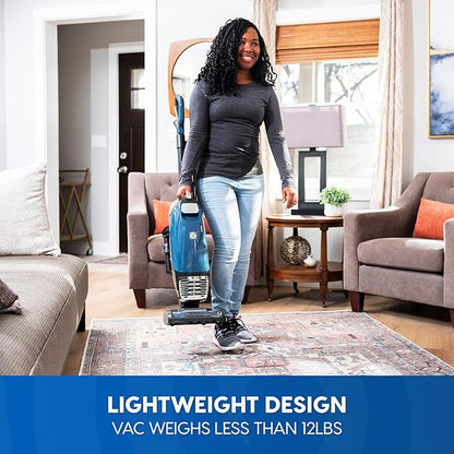 Vacmaster UB0302E Bagged Upright Vacuum Lightweight Cleaner 2-Motor Power Suction with HEPA Filtration, LED Headlight for Pet Hair, Carpet and Hardwood Floor, Blue