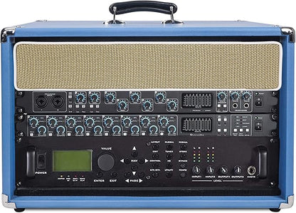 Sound Town Vintage 6U Amp Rack Case, 12.5" Depth with Rubber Feet, Dust Cover, Kickstand, Beau Blue (STVRC-6BL)