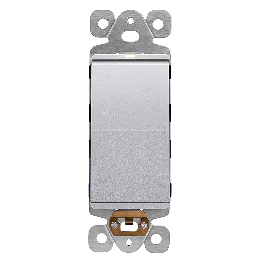 LIDER Minimalist Design Matte Finish Lighted Decorator Switch, Frameless Paddle Light Switch with Locator Light, Grounding Screw, 3-Way or Single Pole, 15A 120V, UL Listed, LS15-3W-SV, Silver