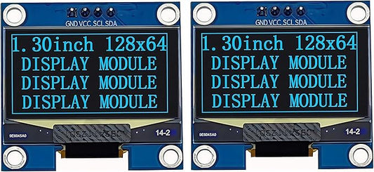 Haldzemo 1.3 inch OLED Display Module I2C IIC 128x64 LCD Screen S H1106 12864 Compatible Arduino (2 Pack, Blue)