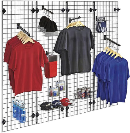 NEESEEYEE Heavy Duty Commercial Grade Gridwall Panels – Grid Panel for Any Retail Display, 2’ Width x 5’ Height, 4 Gridwall Panels Per Carton (Black Finish)