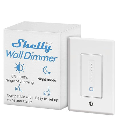 Shelly Plus Wall Dimmer UL | WiFi Smart Wall Dimmer Switch | Home Automation | Bluetooth Gateway | Compatible with Alexa, Home Assistant & Google | No Hub | Timer Schedule | Dimmable Lights