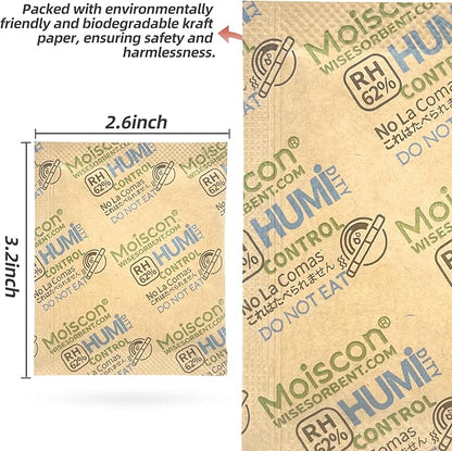 Wisesorb 45 Pack 62% RH 8 Gram Two-Way Humidity Control Packs for Storing 1 oz, Size 8 Moisture Control Packets Individually Wrapped