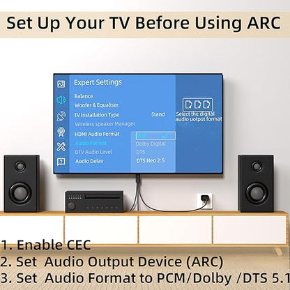YEUGICEO 192KHz eARC ARC to Optical SPDIF Coaxial Audio Converter for TV,ARC to Optical Audio Extactor Cable,CEC Volume Control,Support PCM2.0/Dolby5.1/DTS 5.1, 4.9 Ft