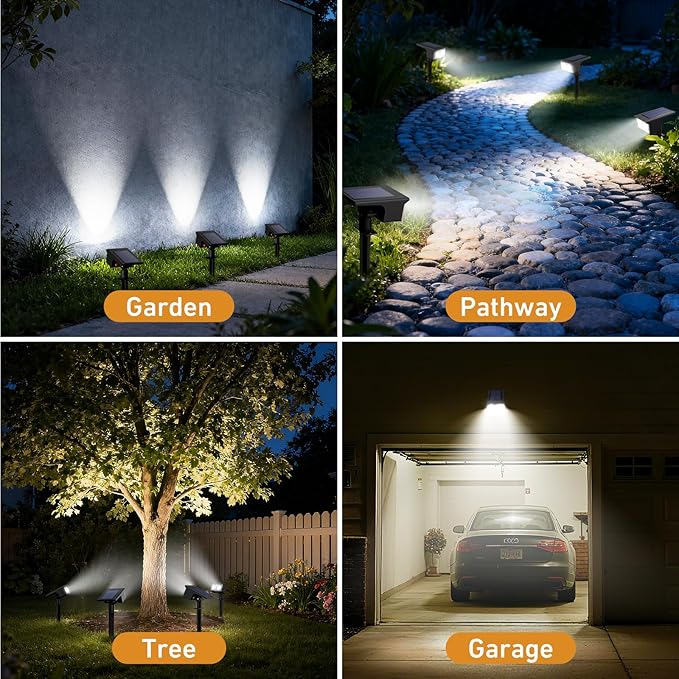 btfarm Solar Spot Lights Outdoor Waterproof, 12 Pack/3 Modes Motion Sensor Lights, Solar Powered Spotlights 2-in-1 Auto On/Off for Outside Pathway Yard Garden Landscape Lighting, Cool White