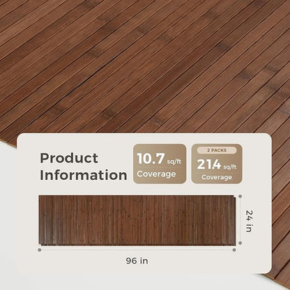 OUZUGIE 2 Pack 96x24 Inch Natural Bamboo Wall Panel – Coffee Pole Wrap Paneling for Walls, Ceilings, Cabinets, Furniture – Ideal for Bedroom, Living Room & Office DIY Decor