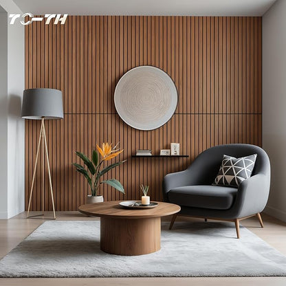 TO-TH Wood-Look Acoustic Wall Panels, 10 Pack 47.2” x 23.6” Sound Panels, Decorative Wood Panels for Wall Sound Dampening Panels for Home, Office, Basement, Cherry with Mitered Edges