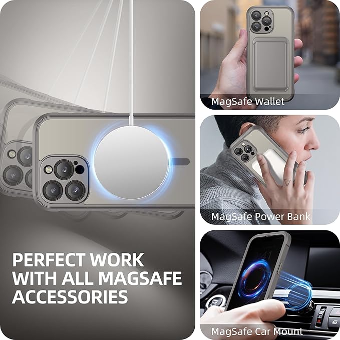 BERFY Magnetic for iPhone 16 Pro Case, Compatible with MagSafe, Built-in Privacy Screen Protector and Upgraded Camera Protection, Anti-Spy Full Body Shockproof Phone Case for 16 Pro 6.3", Grey