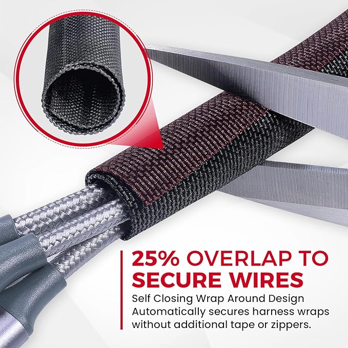 Sonoreboom Braided Wire Loom Mesh Woven Black-Split-Sleeving for Automotive Wires/Audio Video Cable/Multi-Cable Strings (1/2" - 54 Feet)