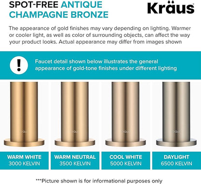 KRAUS Oletto 2-in-1 Commercial Style Pull-Down Single Handle Water Filter Kitchen Faucet for Reverse Osmosis or Water Filtration System in Spot-Free Antique Champagne Bronze, KFF-2631SFACB
