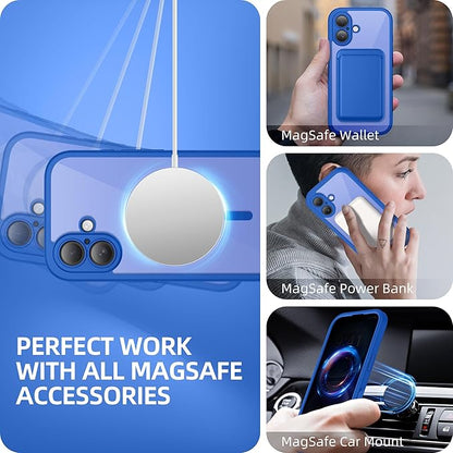 BERFY Magnetic for iPhone 16 Plus Case, Compatible with MagSafe, Built-in Privacy Screen Protector and Upgraded Camera Protection, Anti-Spy Full Body Shockproof Phone Case for 16 Plus 6.7", Klein Blue