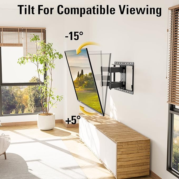 Mounting Dream TV Wall Mount for 32-65 Inch Television,Mount with Swivel and Tilt, Full Motion Bracket with Articulating Dual Arms, Fits 16inch Studs, Max VESA 400X400 mm, 99lbs, MD2380