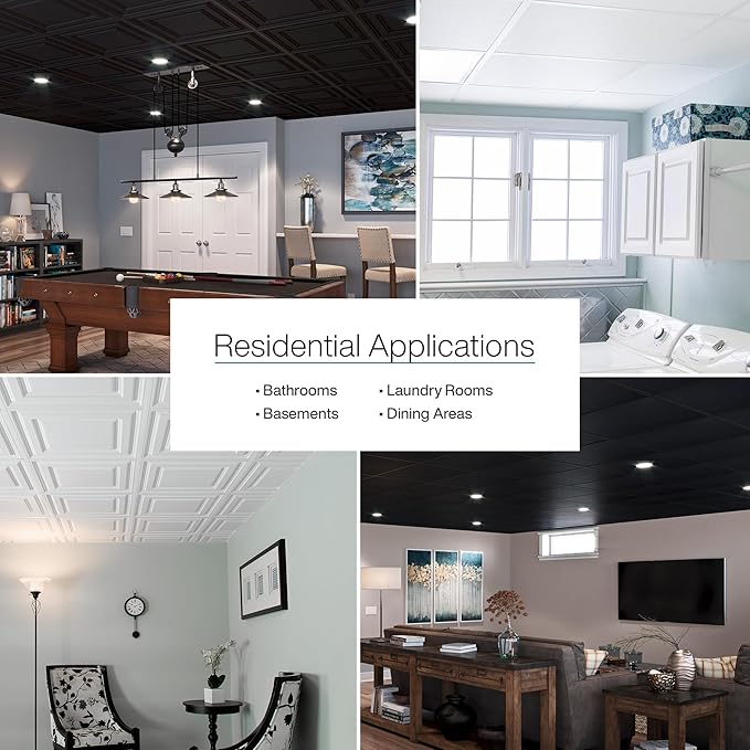 Genesis 2ft x 4ft Stucco Pro White Ceiling Tiles - Easy Drop-in Installation – Waterproof, Washable and Fire-Rated - High-Grade PVC to Prevent Breakage - Package of 10 Tiles