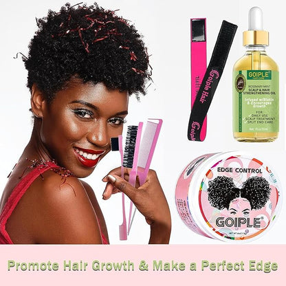 WOZUTUNT Edge Control Wax, Hair Styling Product, Strong Hold Non-greasy Edge Control Gel, Edge Wax, Rosemary Oil for Hair Growth, for Black Hair, Includes Edge Brush, 4 oz