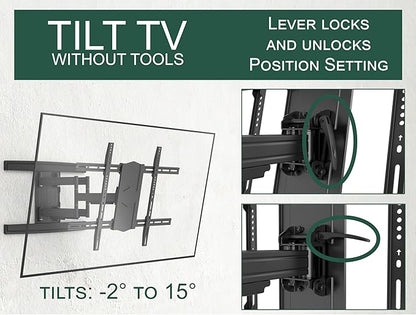ynVISION.DESIGN Heavy Duty TV Wall Mount for 65–100” TVs, XXL Full Motion Bracket Extends 31.5”, Tilt Swivel Leveling, 154 lbs Capacity, Max VESA 800x600, Fits Flat, LED, LCD, OLED, 4K, Smart TVs