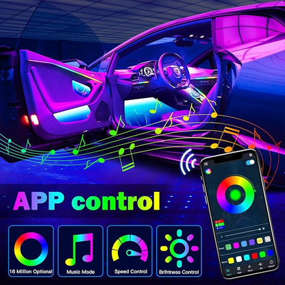 WEBUPAR Dreamcolor 6 in 1 Car LED Strip Lights with APP Control and 213 Color Modes, Neon Ambient Lighting Kits