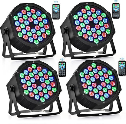 CO-Z 36 LED Stage Lights, RGB Par Lights with Remote Control, DMX Controller Compatible, DJ Lights Stage Lighting Indoor for Christmas Halloween Party, 4 Pack