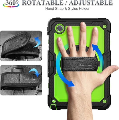 SEYMAC stock Tablet Case for Lenovo Tab M11 (TB-330FU/TB-330XU) 11 inch Drop-Proof Protection Cover with 360° Rotate Stand & Strap [Pen Holder] & Screen Protector/K11/Xiaoxin Pad 2024, Green+Black