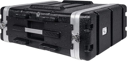 Sound Town Lightweight 4U PA DJ Rack/Road Case with ABS Construction, 19” Depth and Heavy-Duty Latches (STRC-A4U)