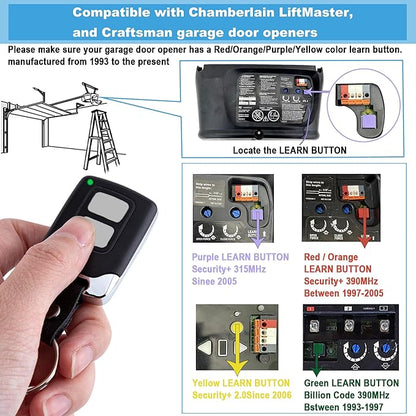 Garage Door Opener Keypad with 2 Garage Door Opener Remote for Liftmaster Chamberlain Craftsman Remote Keypad 877MAX 893LM 893Max 971LM 371LM, Purple Yellow Red Orange Learn Button