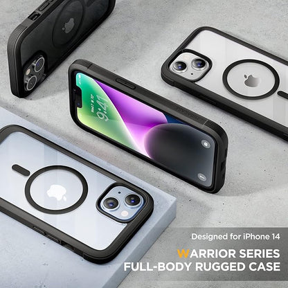Miracase for iPhone 14 Case 6.1'', [Bubble Free] Full-Body Bumper Phone case with Built-in Full Glass Screen &Lens Protector,No Gap,Compatible with MagSafe,Drop Proof 14 Cover,Black