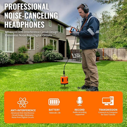 PQWT Underground Water Leak Detectors for Home and Outdoor PQ125C Wall Pipe Water Leakage Detection with Touchscreen Earphone and Carrying Case Multi Sensor Acoustic Pipeline Sound Intensifier
