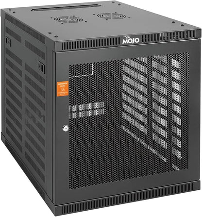 Tecmojo 12U Wall Mount Rack Cabinet, Heavy-Duty 176 Lbs High Load Capacity, 19” Enclosed Server Network Rack with 2 Colling Fans, Mesh Door, 23.6” Deep – Elite Collection