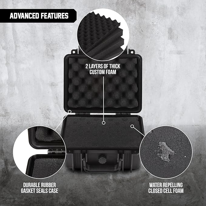 All Weather Hard Case 10 x 9 x 5” - TSA Approved Hard Shell Travel Case with Customizable Foam for Cameras, Lenses, Electronics and Other Gear