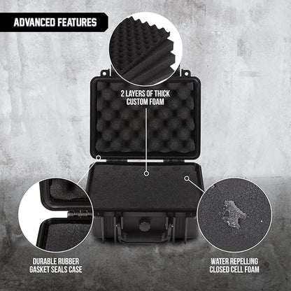 All Weather Hard Case 10 x 9 x 5” - TSA Approved Hard Shell Travel Case with Customizable Foam for Cameras, Lenses, Electronics and Other Gear