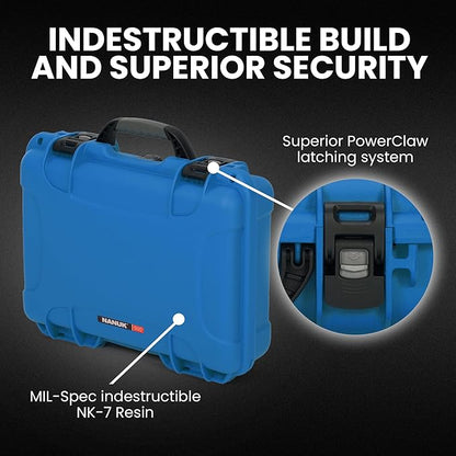 NANUK 910 Hard Case with Customizable Cubed Foam, IP67 Waterproof, Dustproof and Impact Resistant, 14.3” x 11.1” x 4.7”, Rugged Construction for Ultimate Protection, Made in Canada – Blue