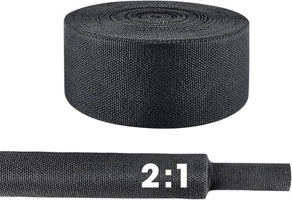 Sonoreboom 2 in 1 Heat Shrink Braided Sleeving Fabric Tubing-Ideal fit Irregular Shape Hose/Cable/Wire (1-3/8"(34mm), 22FT,)