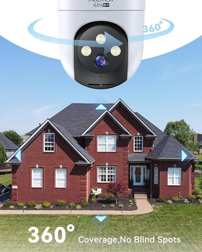 MUBVIEW 360° Security Cameras Wireless Outdoor,24/7 Wired Outdoor Camera for Home Security,Motion Tracking,5G/2.4G WiFi Security Camera,Night Vision, IP66,AI Detection,Local & Cloud Storage,2-Pack