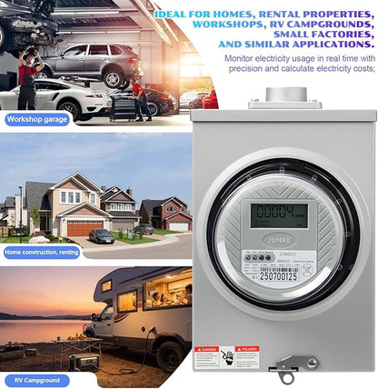 Digital Electric Meter,120V 2 Wire KWH Meter,Watt Meter, Used for RV and Home Meter