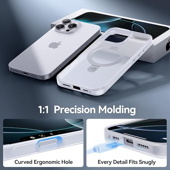 CASEKOO Designed for iPhone 16 Pro Max Case with Magnetic Invisible Stand [Military Drop Protection] [Compatible with MagSafe] Shockproof Slim Translucent Matte Promax Case 6.9 Inch，Translucent White