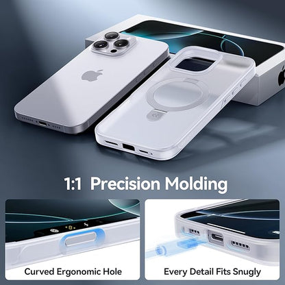CASEKOO Designed for iPhone 16 Pro Max Case with Magnetic Invisible Stand [Military Drop Protection] [Compatible with MagSafe] Shockproof Slim Translucent Matte Promax Case 6.9 Inch，Translucent White