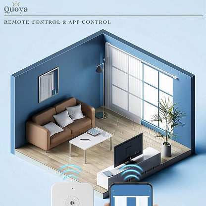 Quoya QL600 Smart Electric Curtain Track, Motorized Motor, Adjustable Track Length, Compatible with Alexa, Google, Siri, Apple Watch (QL600, up to 196 inches (5m))