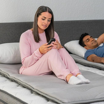 GhostBed Massage Mat with 3" Gel Memory Foam - 7 Full-Body Massage and Stretching Programs, Plus Vibration and Heat Therapy, Charcoal Grey