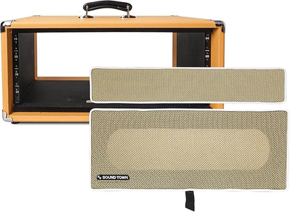 Sound Town Vintage 4U Amp Rack Case, 12.5" Depth with Rubber Feet, Dust Cover, Kickstand, Orange (STVRC-4OR)
