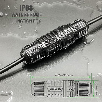 Junction Box Cable Connector Waterproof Cable Connector 2 Way with 3 Pin Electrical Junction Box Connectors 22-10 AWG 32A Ø4-9mm Wire (5 Pack)